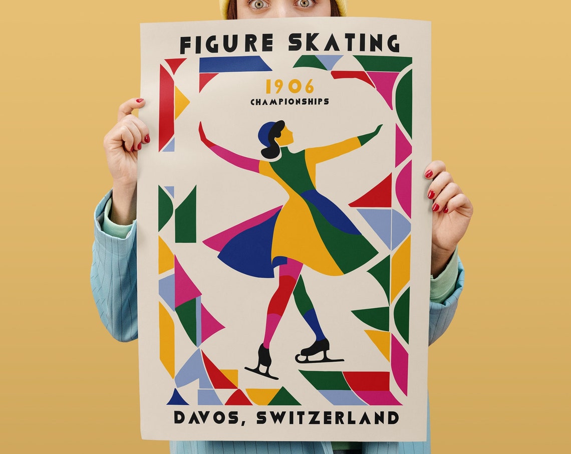 1906 Davos Figure Skating Championships Geometric Sports Poster
