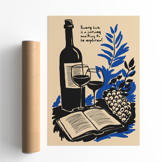 Every Book Is a Journey Quote Wine Lovers Literary Reading Print