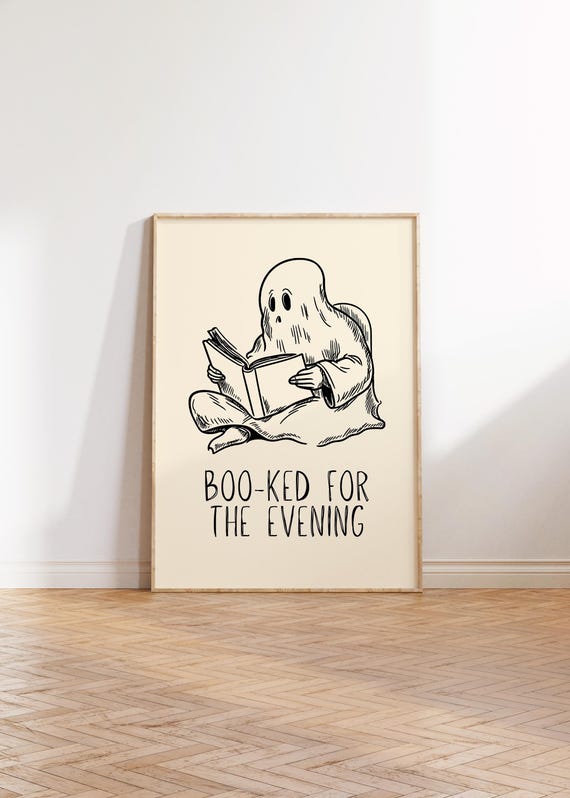 Booked For The Evening Trendy Halloween Minimalist Home Decor Art Print Instant