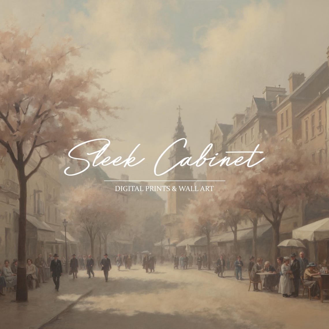 Paris Street Blossoming Trees Spring Cafe Vintage Art Poster - Image 4