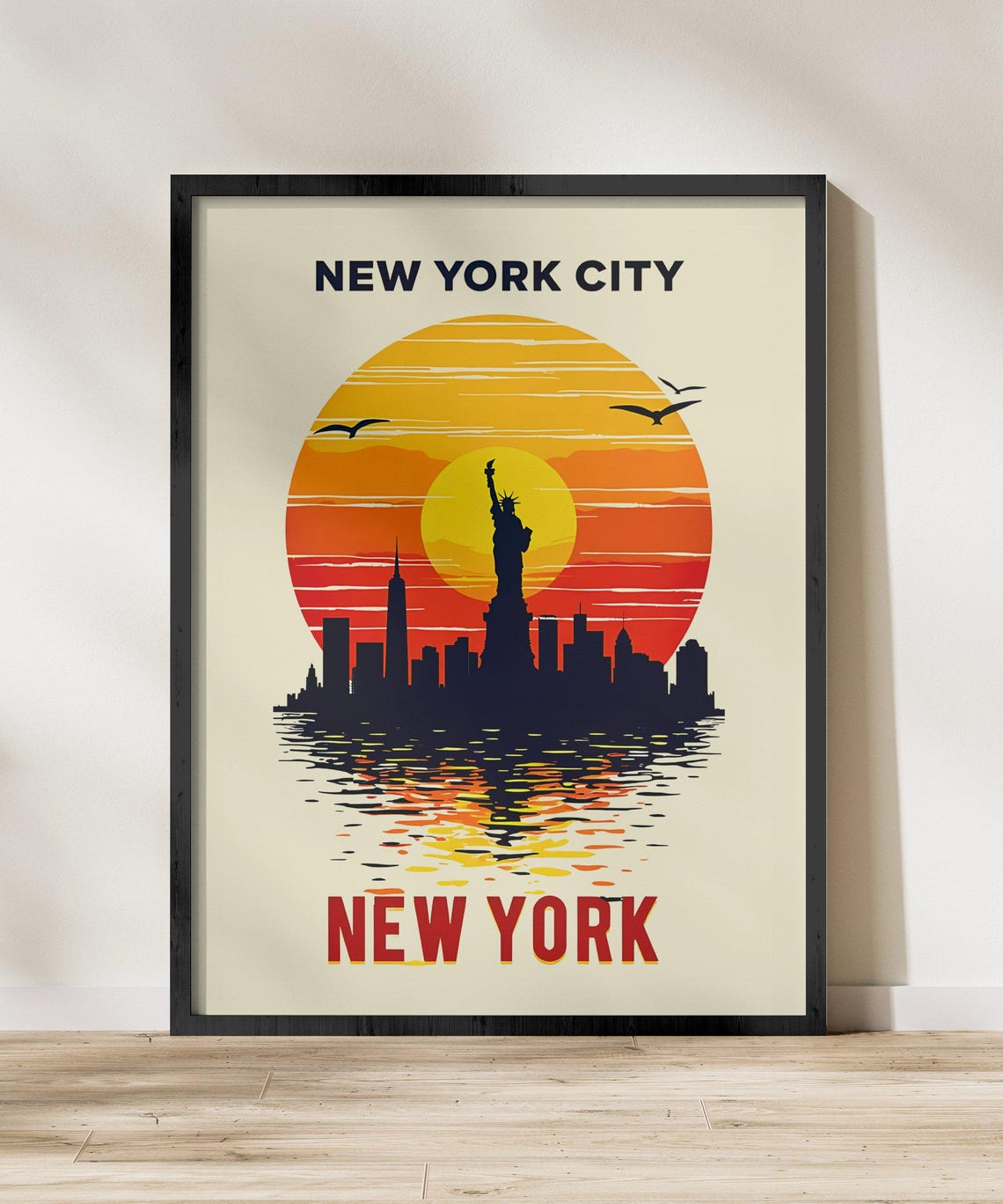 New York City Statue of Liberty Skyline Sunset Harbor Poster - Image 2