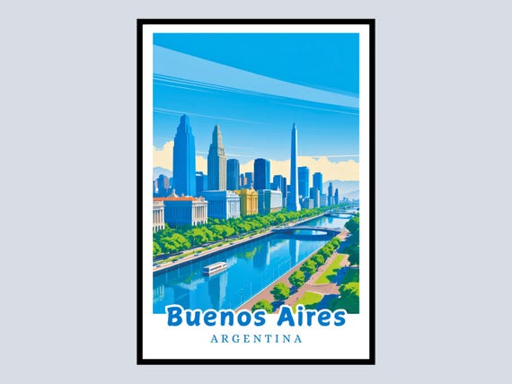 Buenos Aires Argentina Framed Poster Skyline Art Print Travel Home Office Decor Gift Cityscape South America