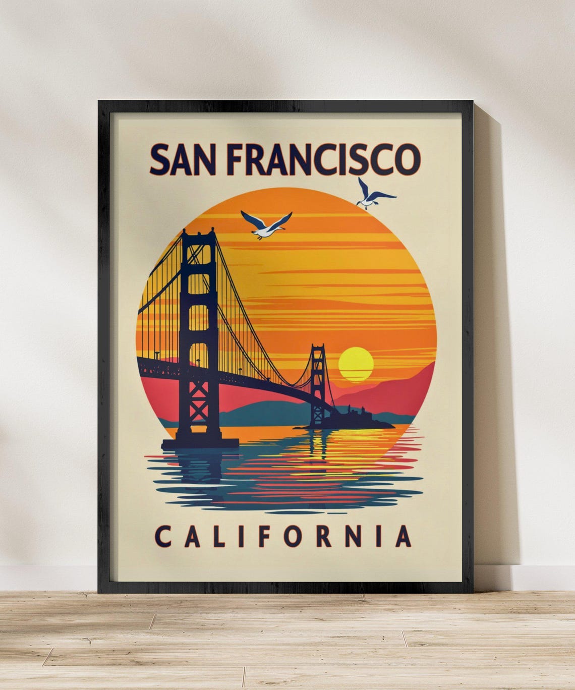 San Francisco California Golden Gate Bridge Sunset Bay Poster - Image 2