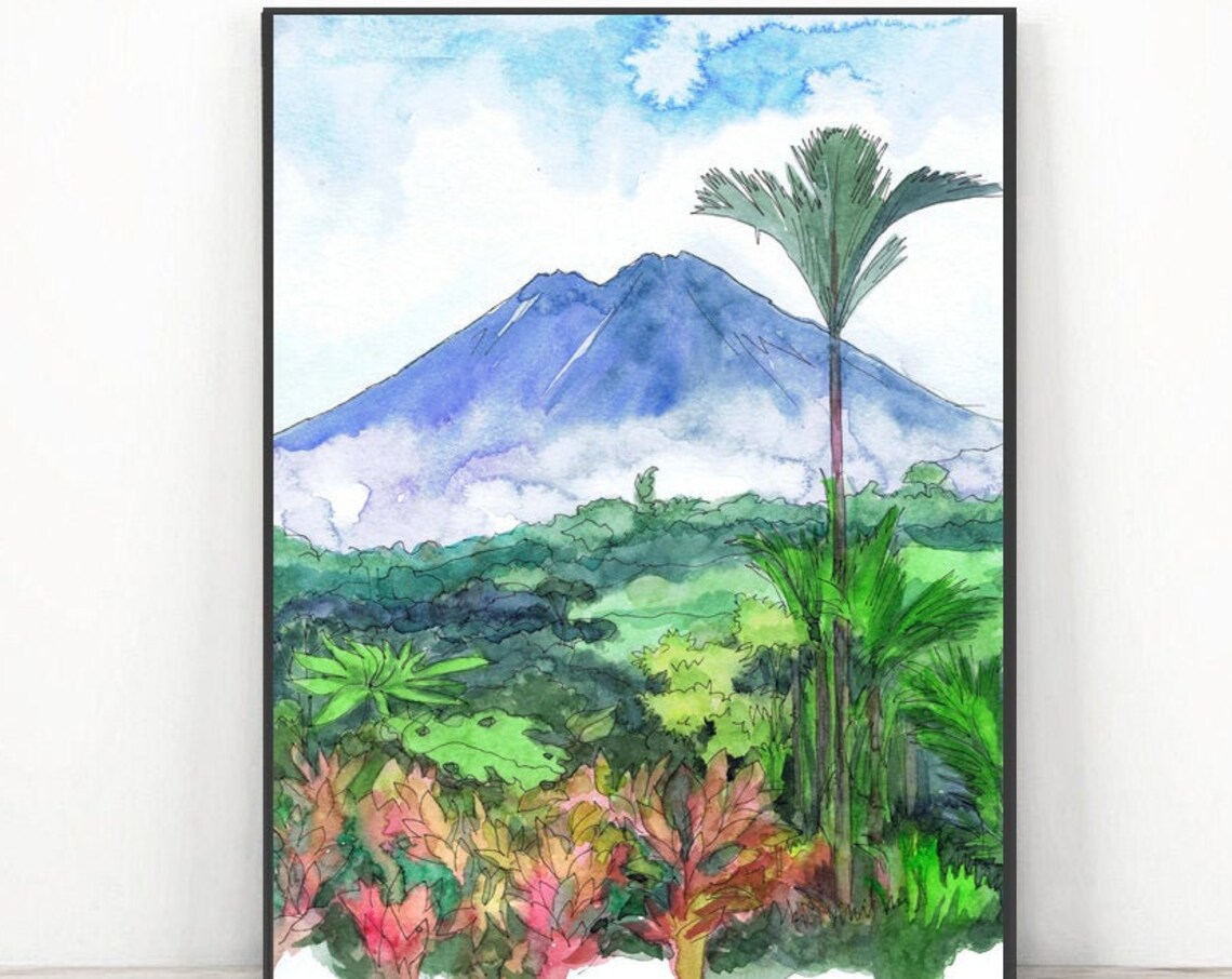 Costa Rica Watercolor Landscape Art Print