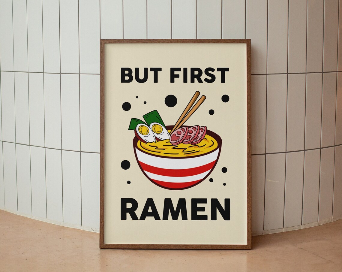 But First Ramen Japanese Noodle Bowl Retro Kitchen Wall Decor Poster - Image 3