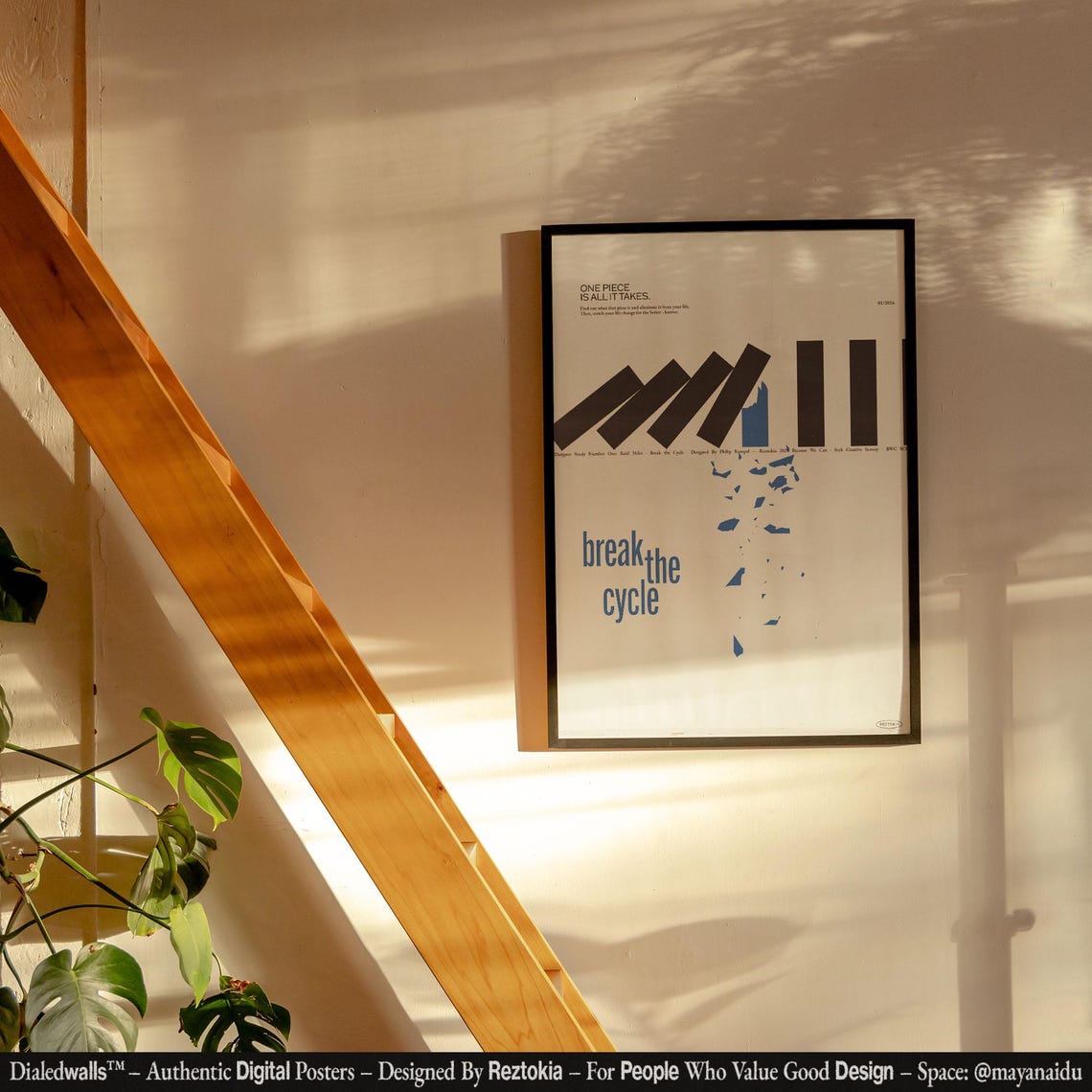 Break The Cycle Domino Minimalist Blue Motivational Typography Poster - Image 4