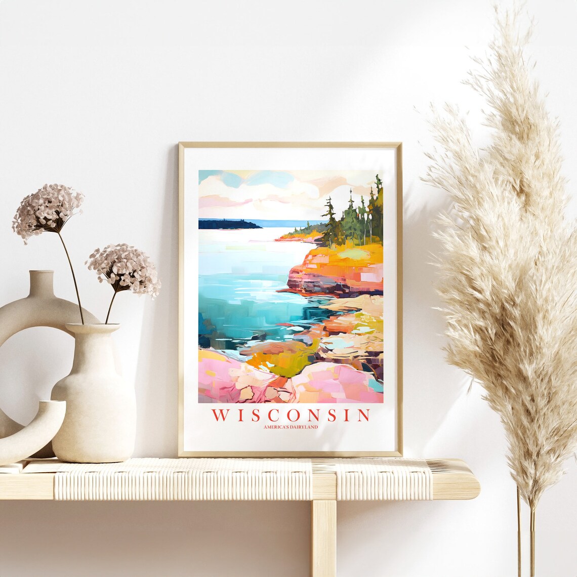 Wisconsin Travel Poster, Americas Dairyland Retro Print