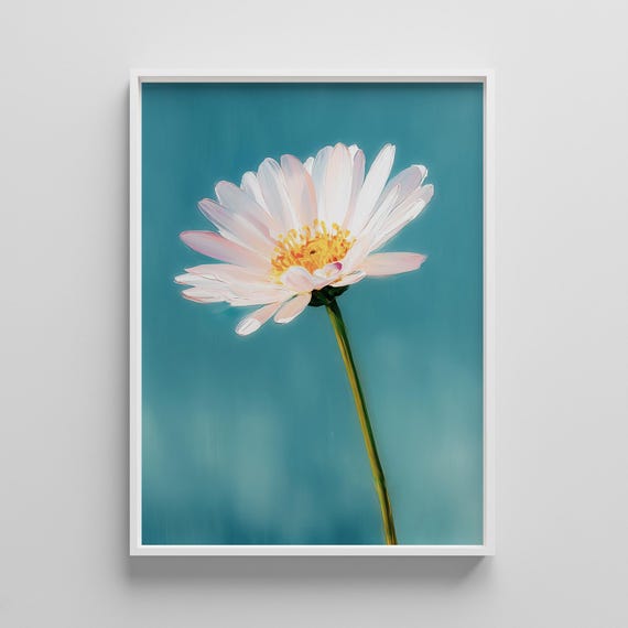Pastel Daisy Flower Print Minimalist Botanical Wall Art
