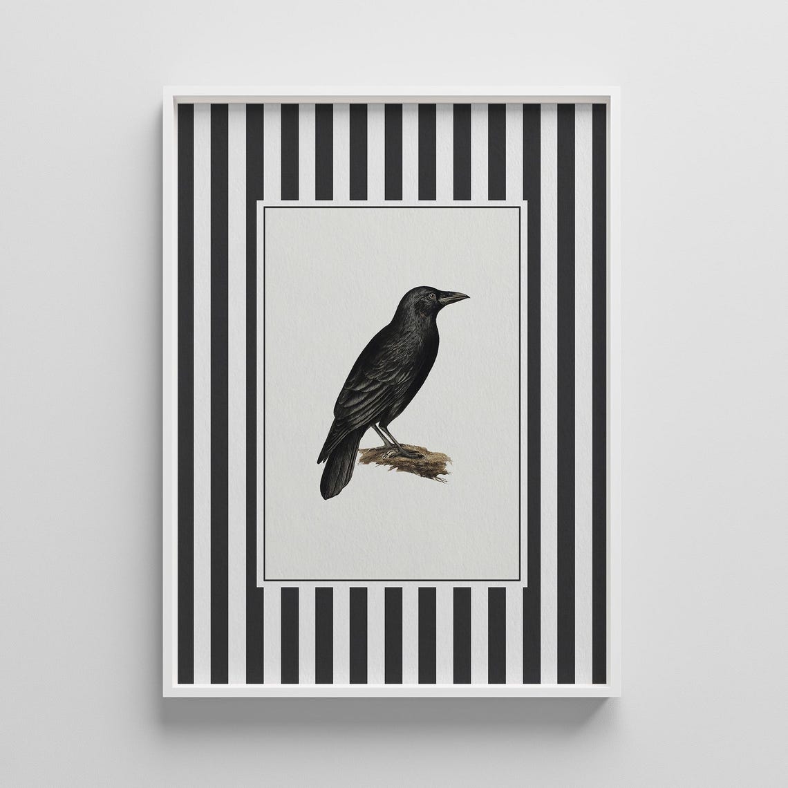 Vintage Crow Botanical Print Gothic Cottage Wall Art