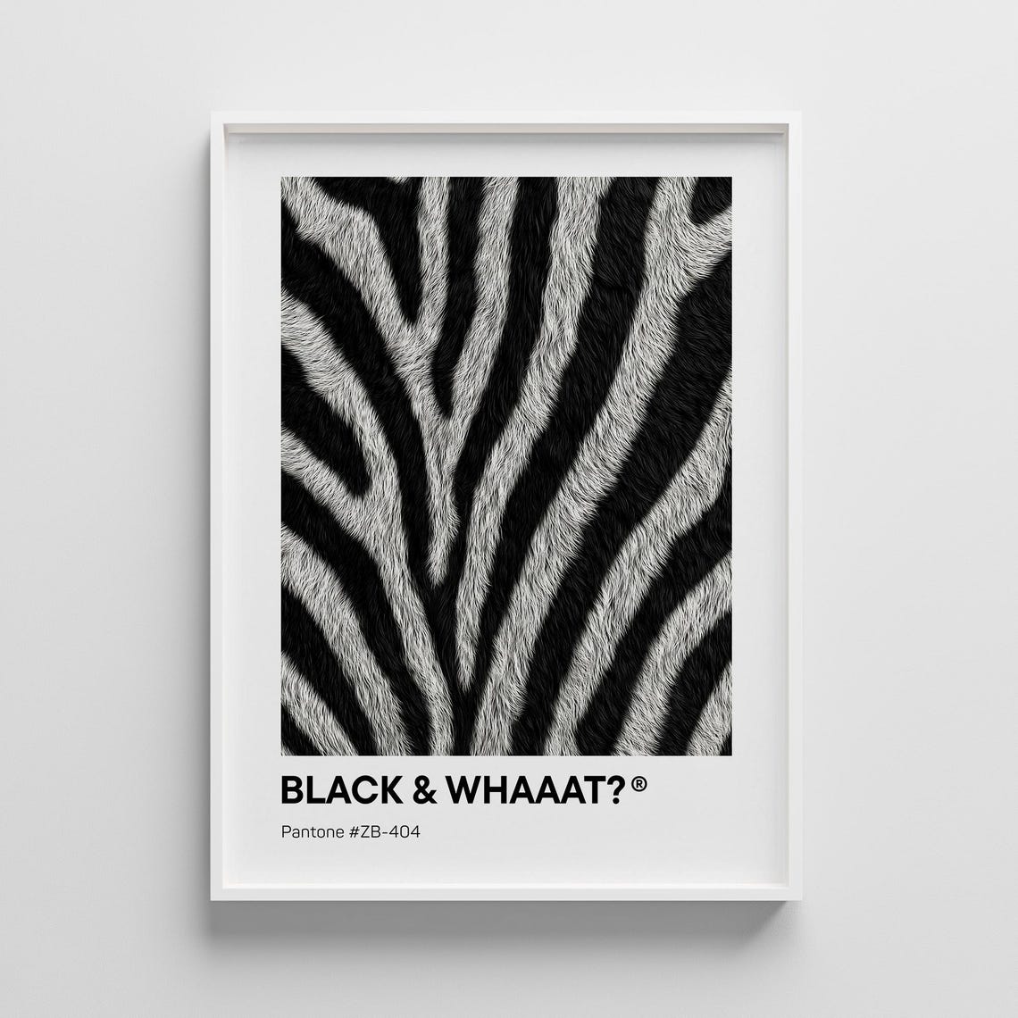 Black and White Zebra Fur Texture Pantone Style Pop Art Poster