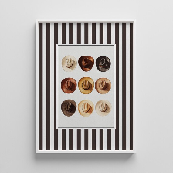 Retro Cowboy Hat Print Minimalist Western Nursery Art