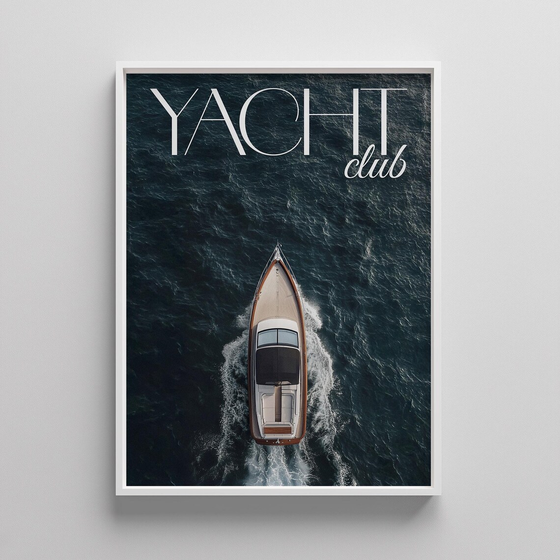 Yacht Club Aerial Dark Ocean Luxury Boat Magazine Style Wall Poster