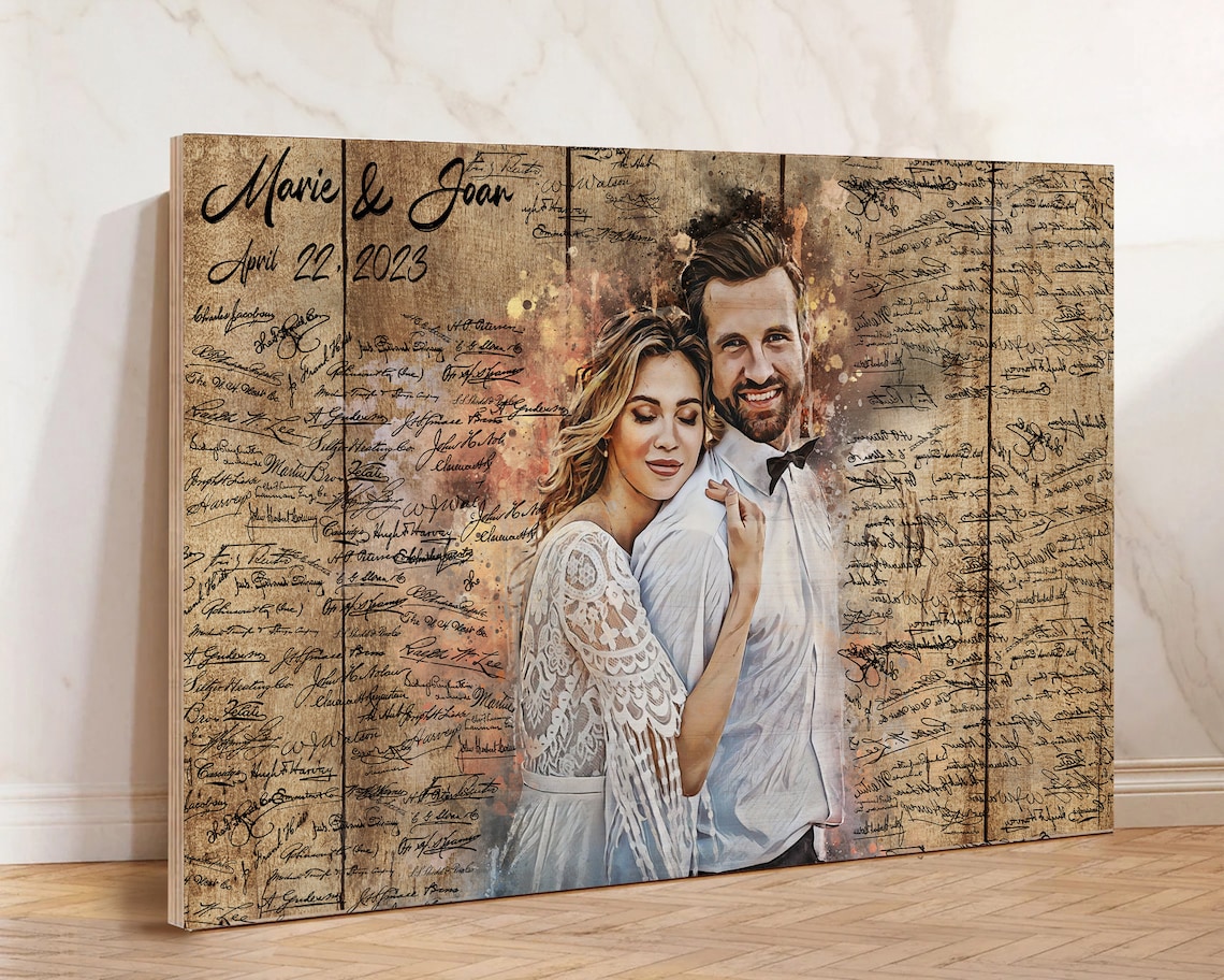 Custom Wedding Guest Book, Layered Wood Decor Sign - Image 2