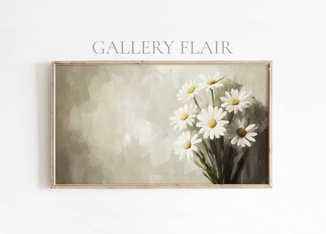 White Daisies Bouquet Vintage Impressionist Floral Spring Print