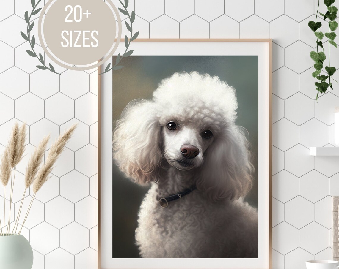 White Poodle Portrait Vintage Painting Cute Dog Art Gallery Poster - Image 4