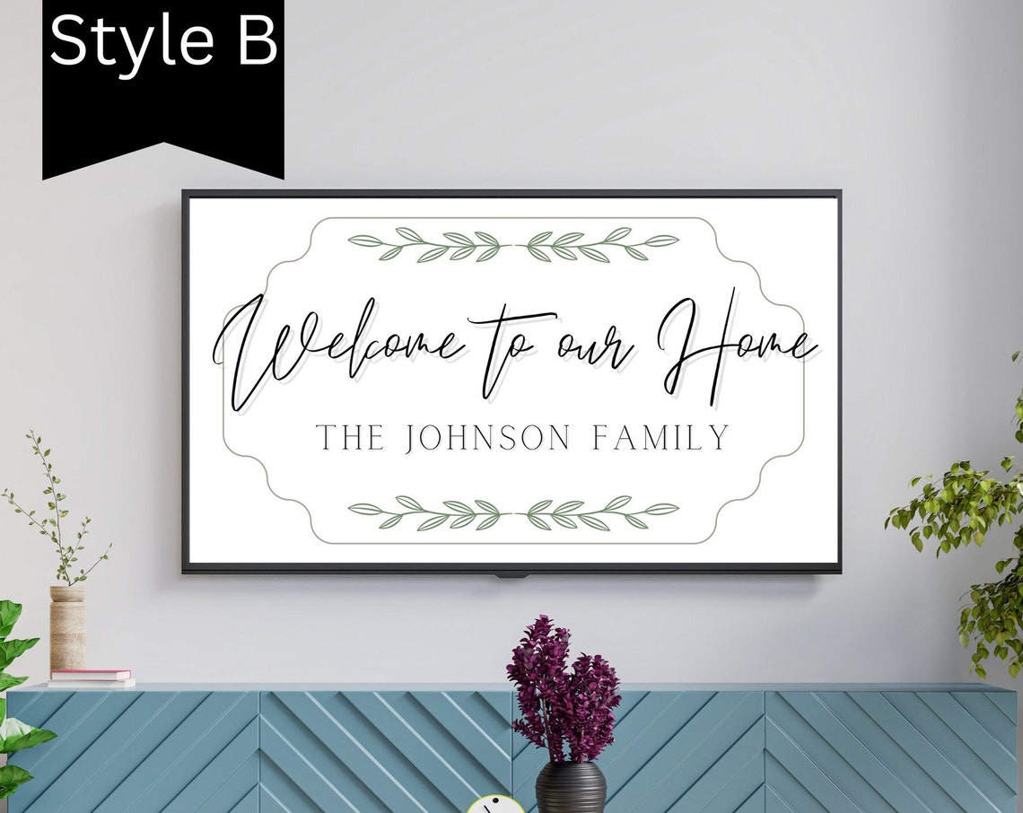 Customized Frame Tv Art Personalized Frame Tv Art Welcome Home Sign Modern Art For Frame Tv Minimalist Decor