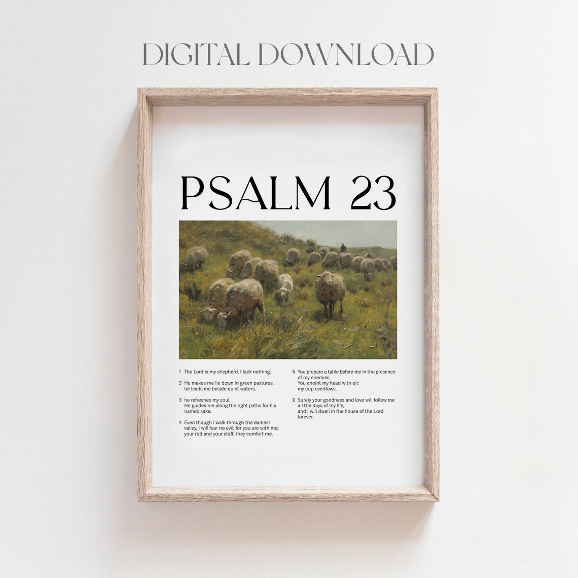Psalm 23 Chapter The Lord Is My Shepherd Vintage Sheep Art Poster - Image 2