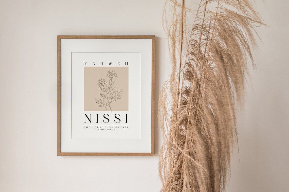 Yahweh Nissi The Lord Is My Banner Exodus 17 Boho Line Art Poster - Image 3