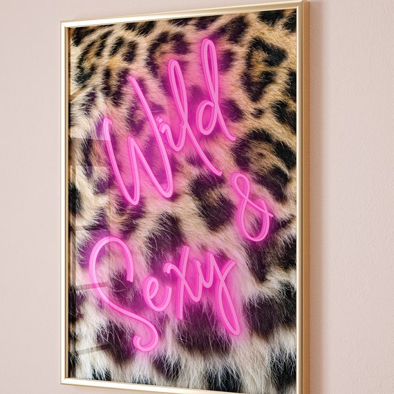 Leopard Wall Art Pink And Leopard Print Preppy Coquette Girly Above Bed Bedroom Wall Decor Aesthetic Trendy Cheetah Print Instant
