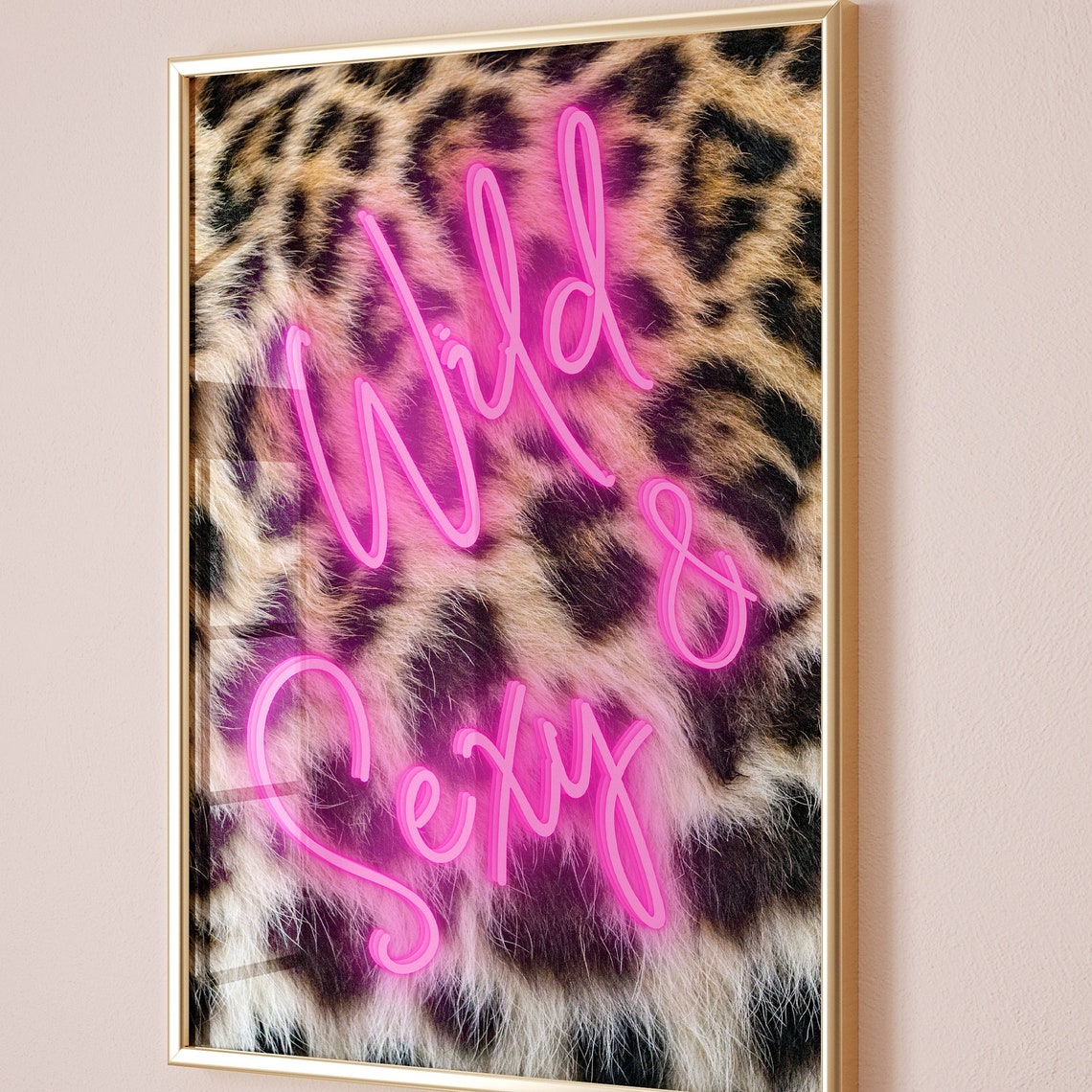 Leopard Wall Art Pink And Leopard Print Preppy Coquette Girly Above Bed Bedroom Wall Decor Aesthetic Trendy Cheetah Print Instant