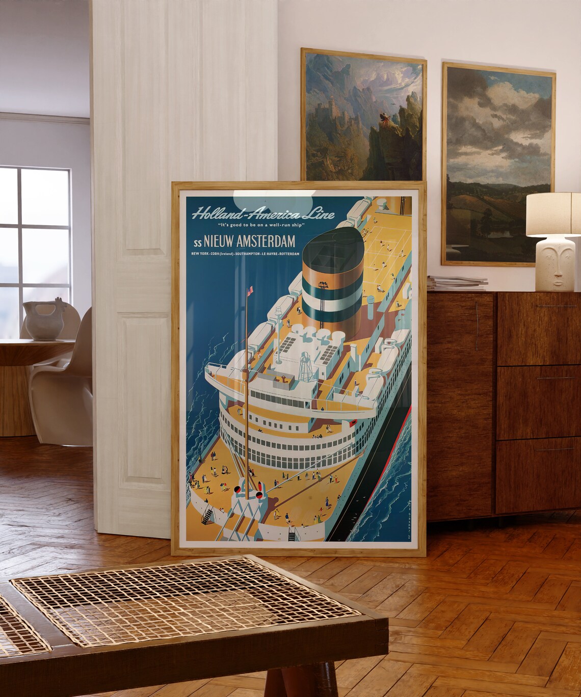 Vintage Holland America Line Exhibition Poster, New York - Image 2