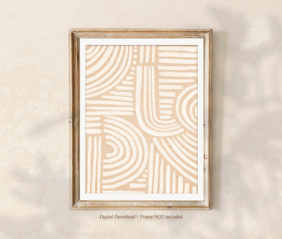 Boho Print Abstract Art Prints Beige Minimal Living Room Art Contemporary Art Celestesstudio