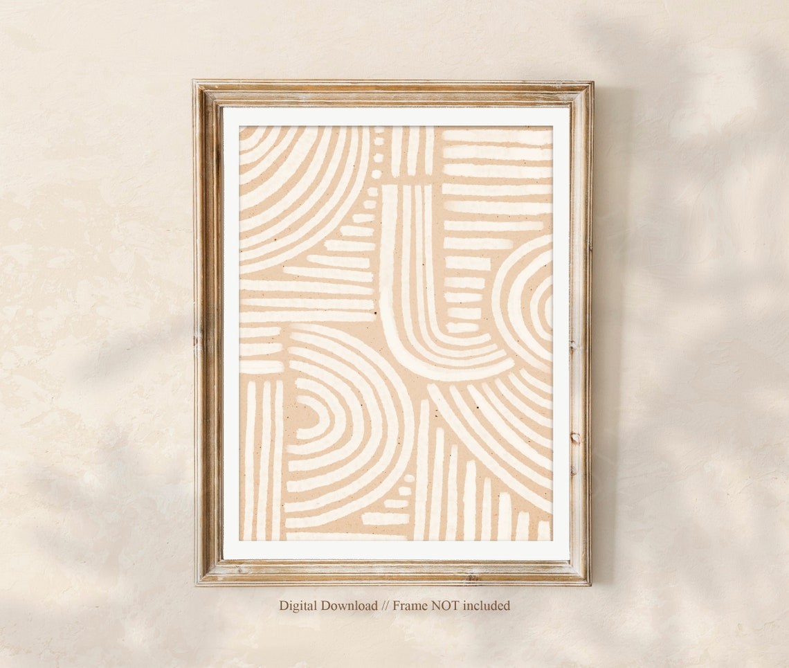 Boho Beige Abstract Line Arc Modern Minimal Neutral Art Poster