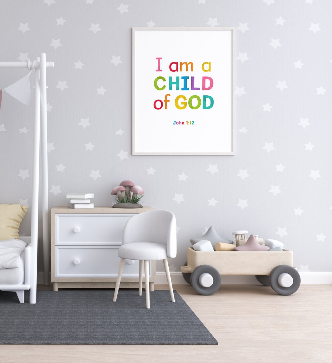 I Am A Child Of God Wall Art Scripture John 112 Colorful Nursery Wall Art Kids Room Decor Nursery Decor - Image 4