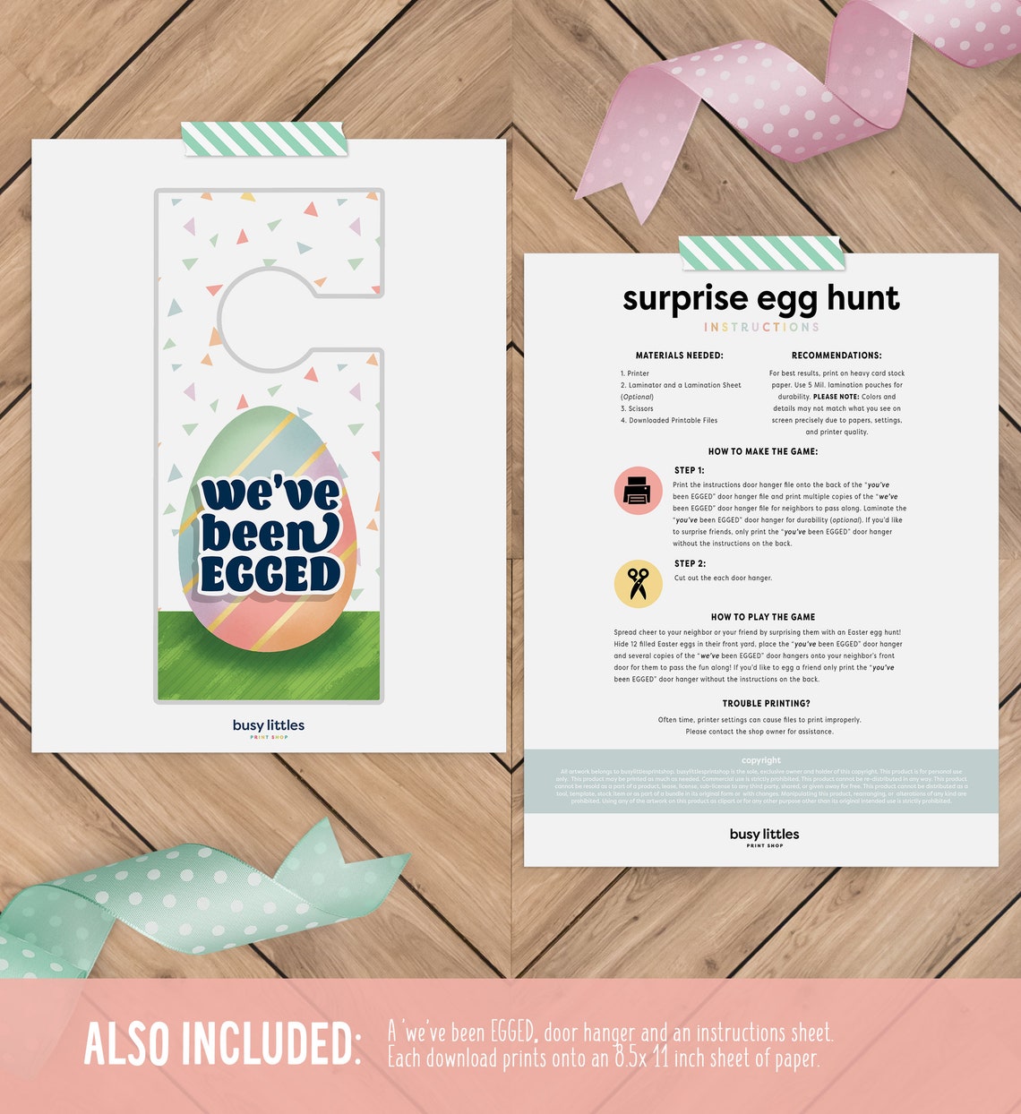 Surprise Egg Hunt Printable Door Hangers Easter Party Game Poster - Image 3