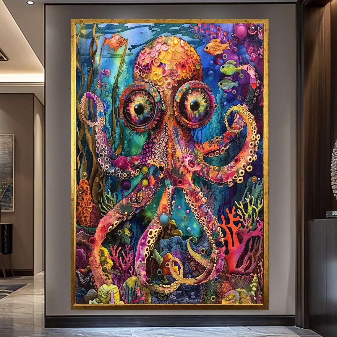Octopus Abstract Fishing Graffiti Art Print