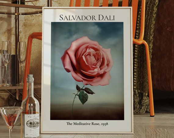 Salvador Dali Surreal Rose Poster, Indie Room Decor