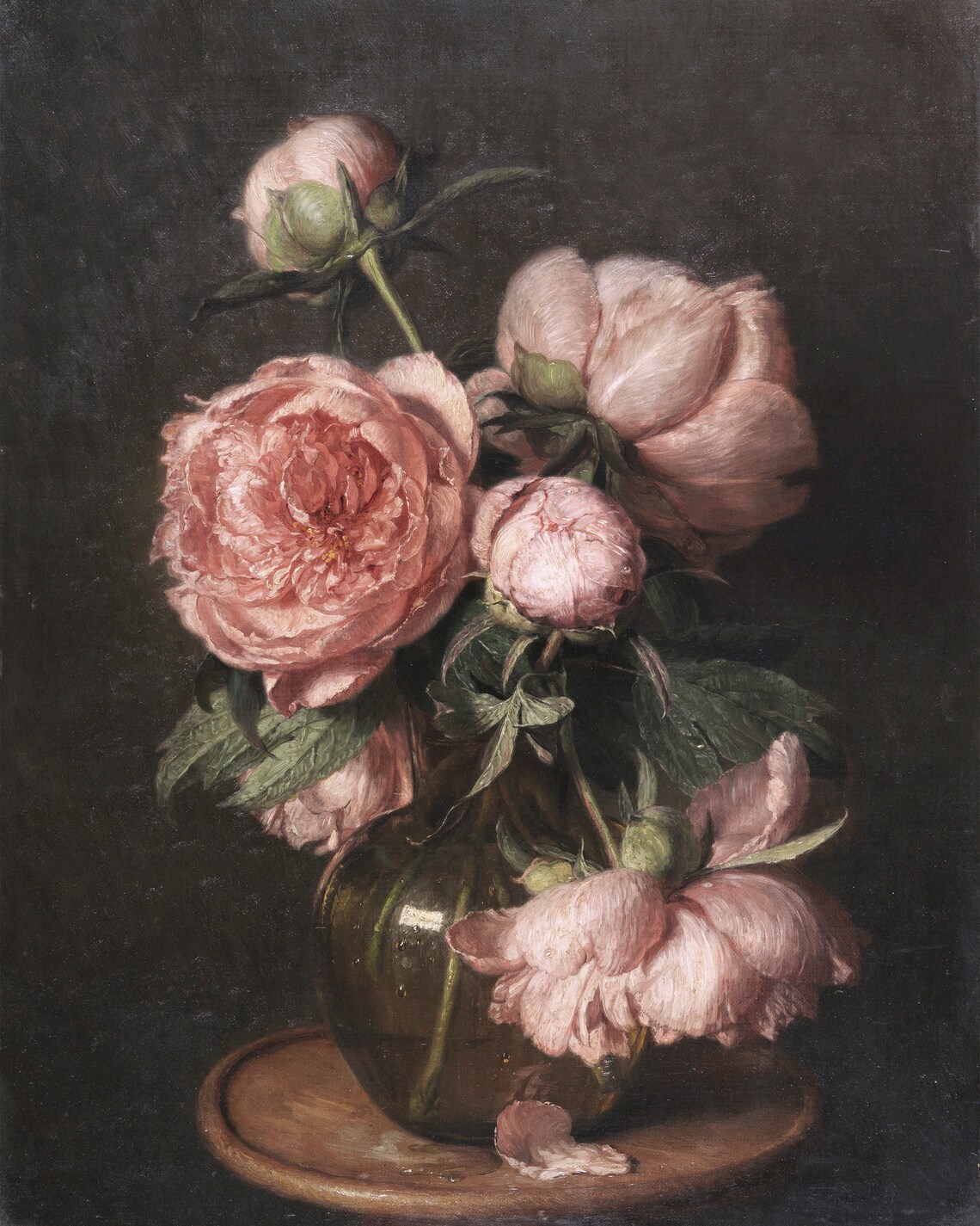 Vintage Peony Floral Oil-Painting Art Print, Botanical - Image 2