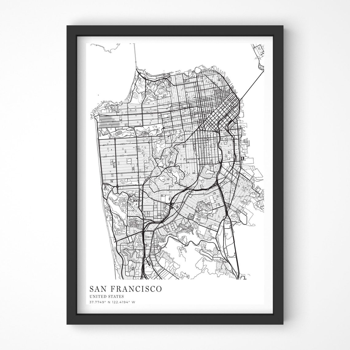 Custom City Map Poster Minimalist Black White Personalized Map Gift - Image 4