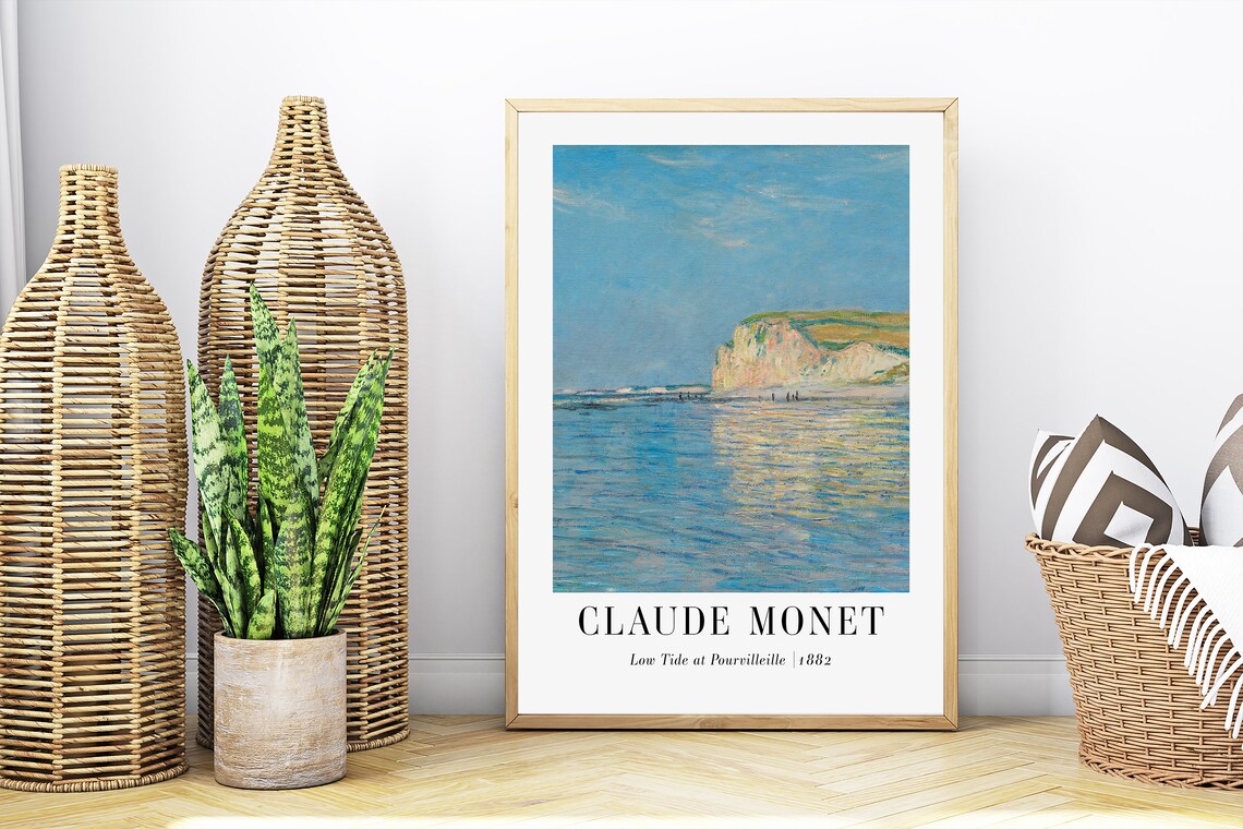 Claude Monet Low Tide at Pourville 1882 Normandy Beach Cliff Poster - Image 4