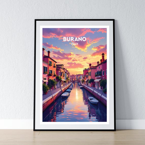 Burano Poster Venice Print Wall Art Gift Italy Travel Home Decor Illustration