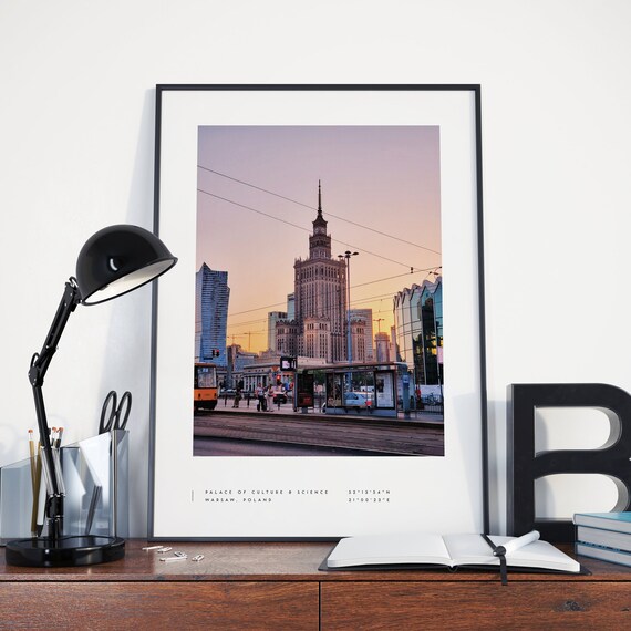 Warsaw Coordinates Travel Poster, Black and White