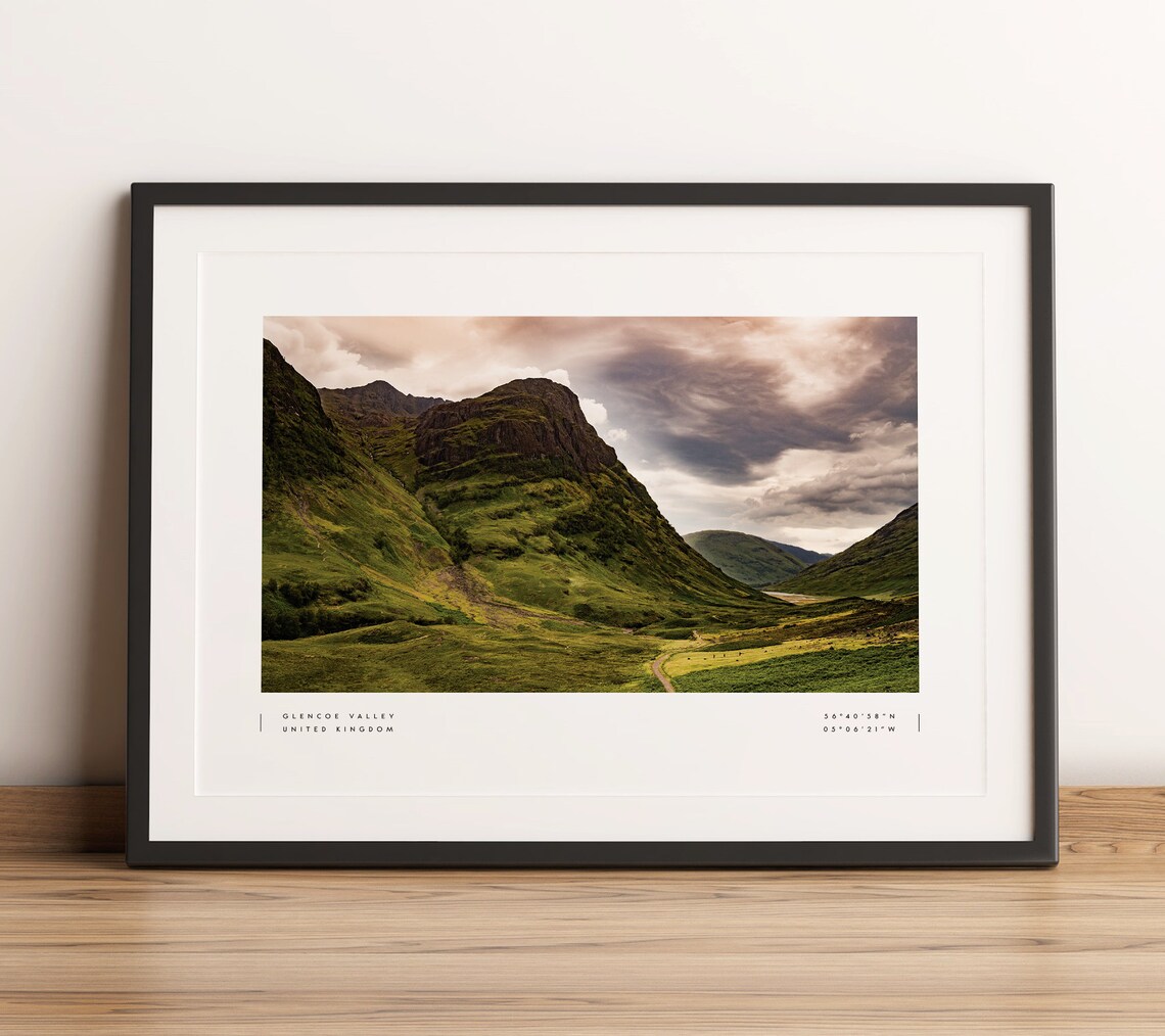 Glencoe Valley Coordinates Travel Poster