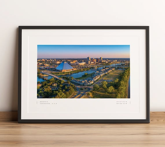 Memphis Tennessee Coordinates Aerial City Skyline Travel Poster