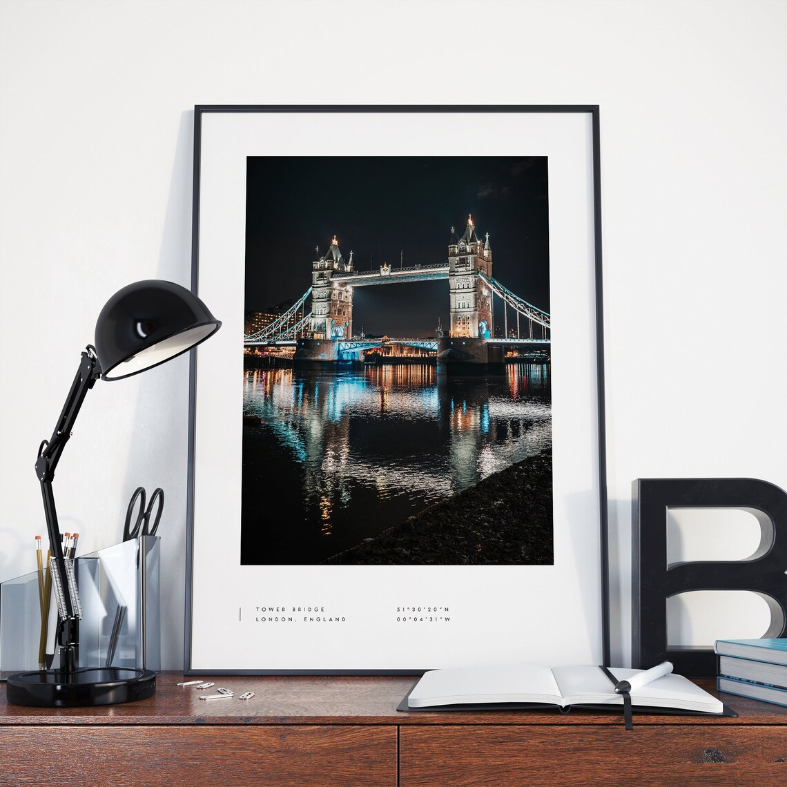 London Tower Bridge Coordinates Travel Poster