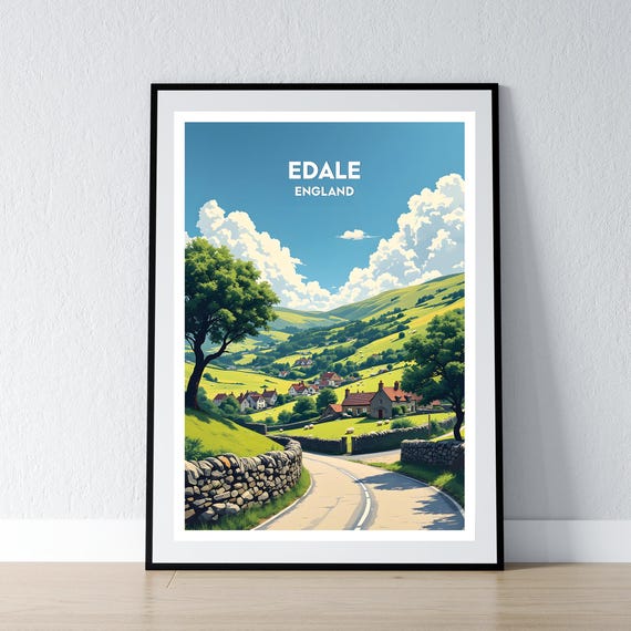 Edale Poster Print Peak District Wall Art Gift Travel Uk Home Decor Illustration