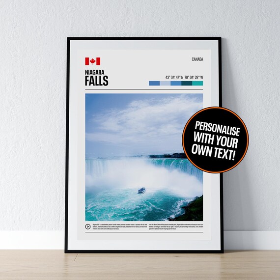 Niagara Falls Horseshoe Falls Mist Boat Canada Coordinates Poster