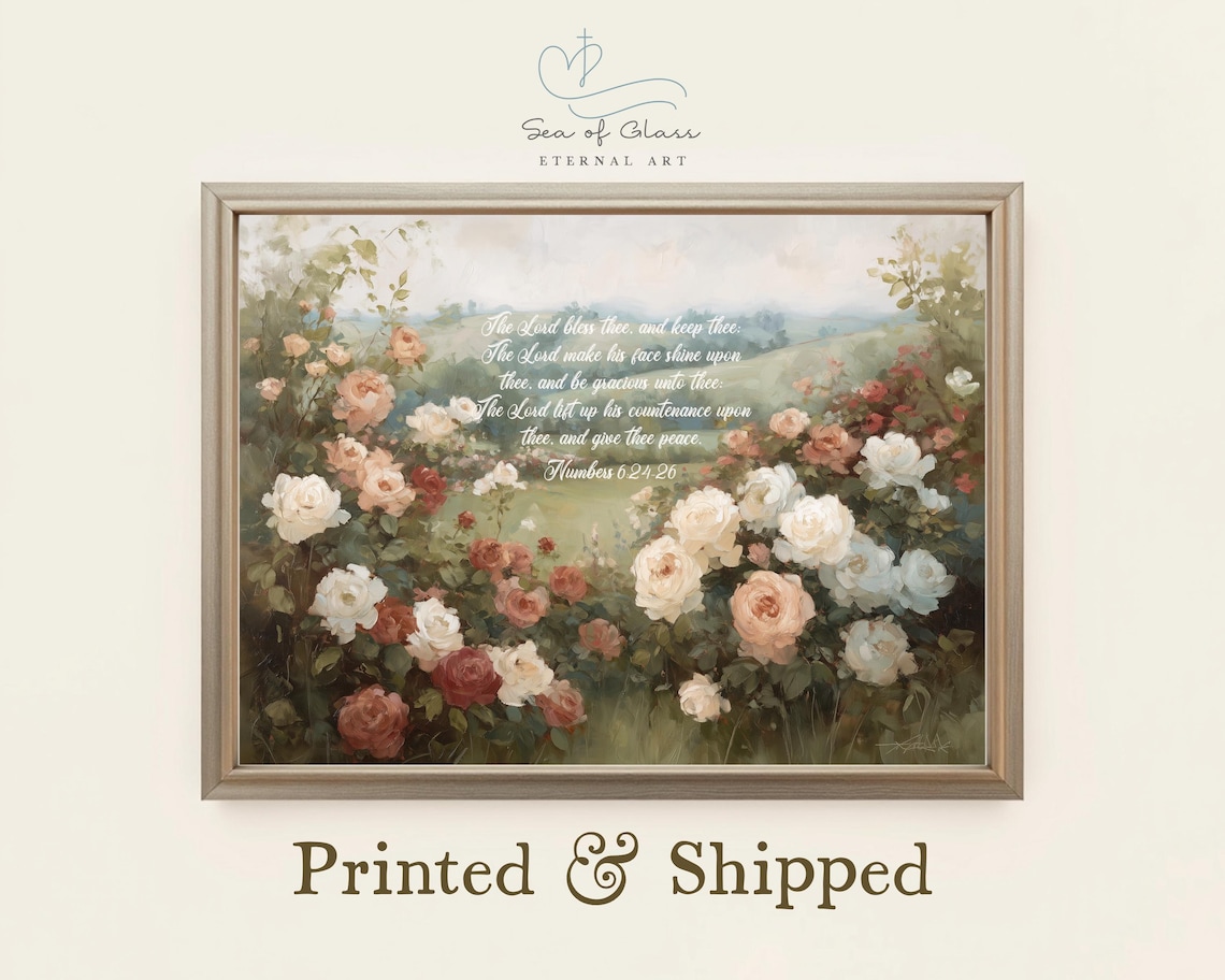 Numbers 6:24-26 Scripture Rose Garden Art Print