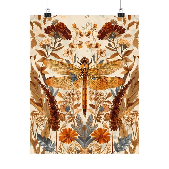 William Morris Dragonfly Autumn Art Print