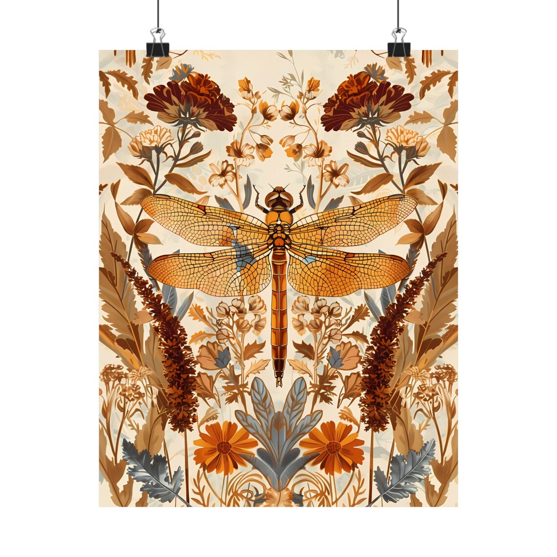 William Morris Dragonfly Autumn Art Print