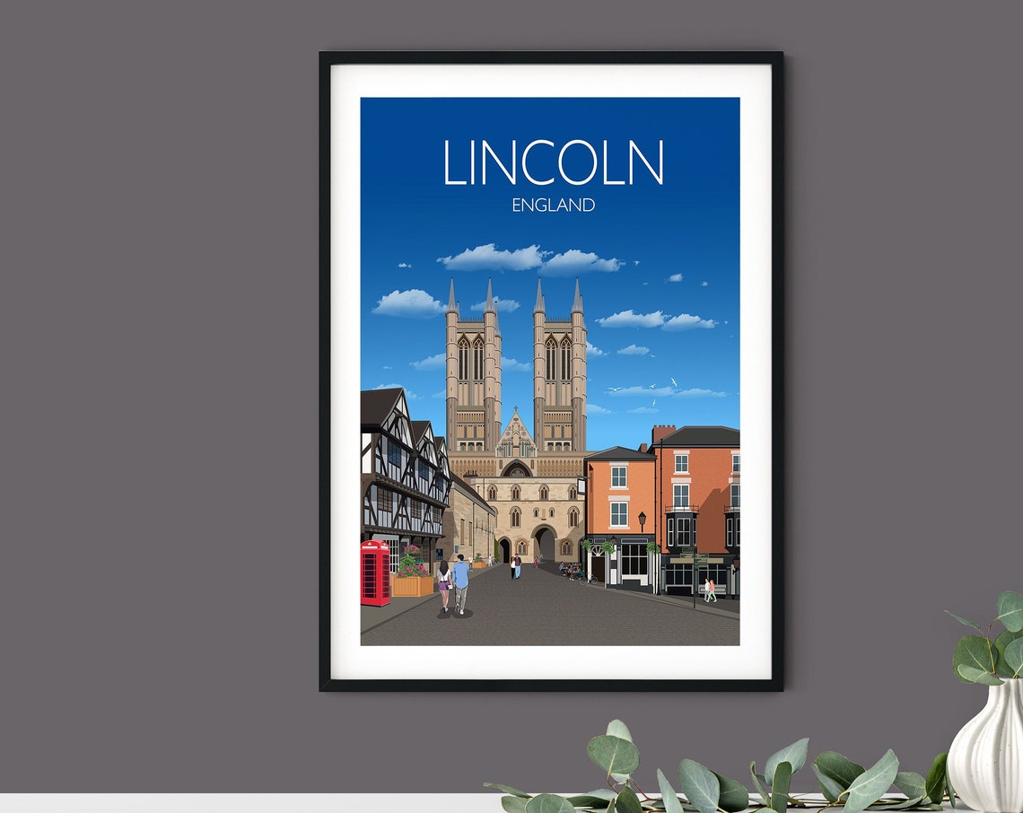 Lincoln England Cathedral Historic Street Scene Travel Poster - Image 5