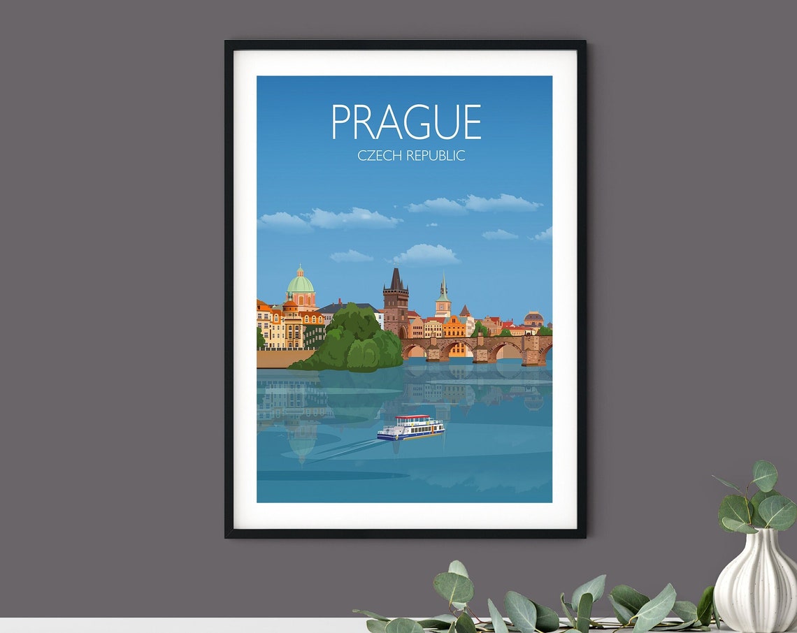 Travel Poster Of Prague Travel Print Of Prague City Of Prague Czech Republic Travel Poster Prague Cityscape - Image 3