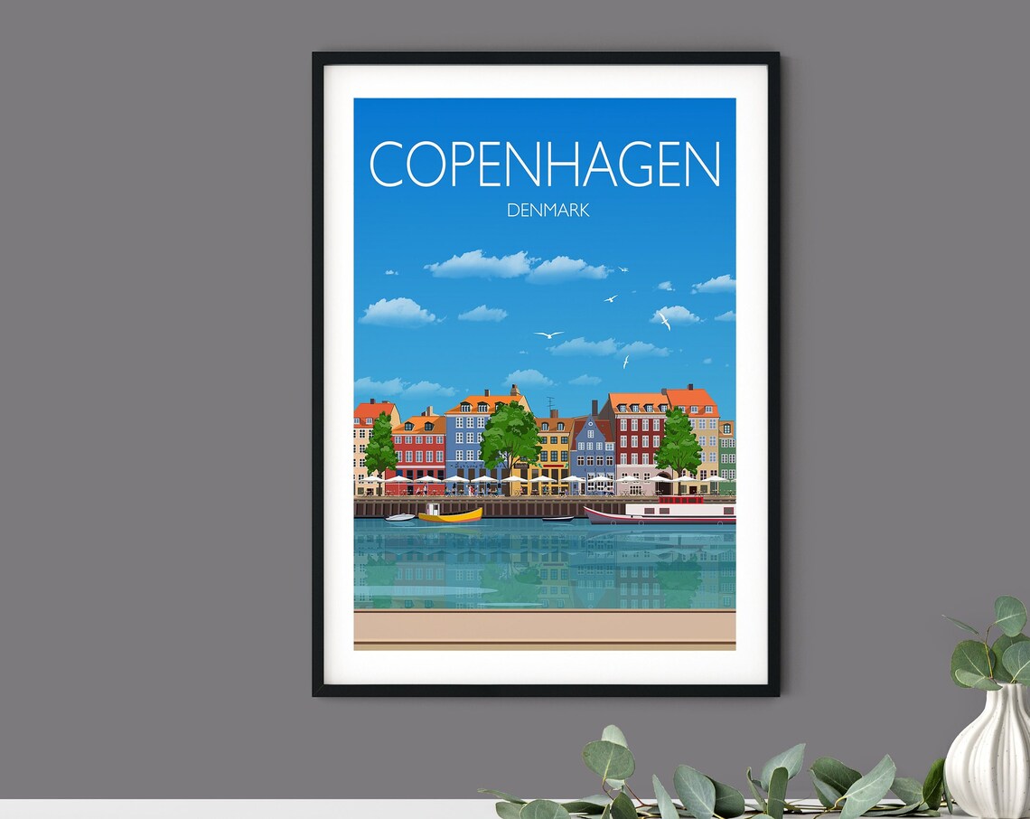 Copenhagen Travel Poster, Denmark Cityscape Art Print - Image 3