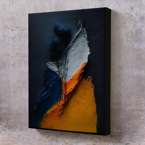 Orange And Blue Toned Abstract Painting Large Wall Art Abstract Wall Art Abstract Modern Wall Decor Housewarming Gifts