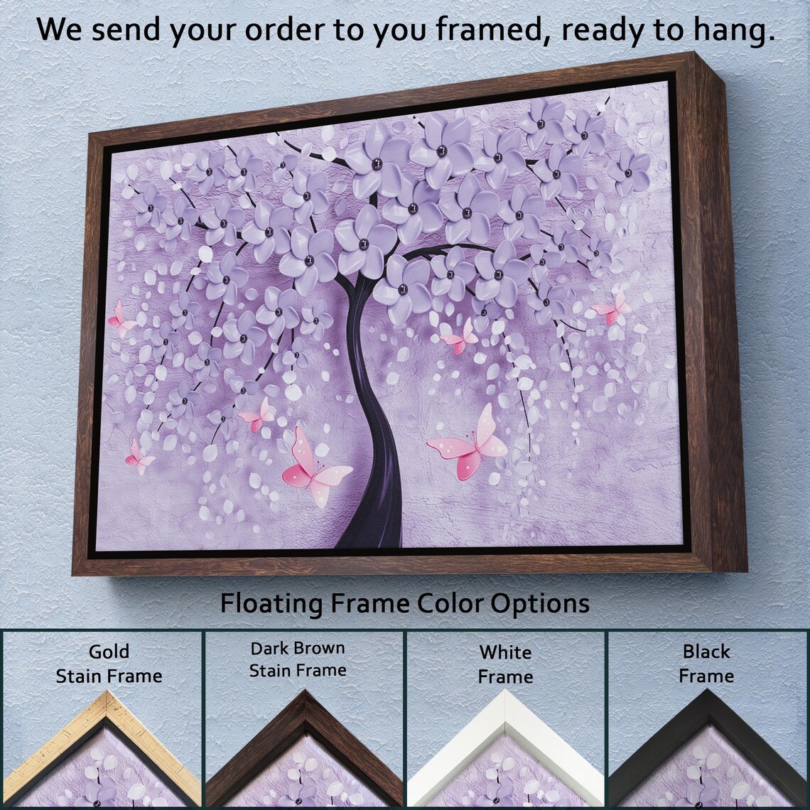 Lilac Blossom Tree Butterflies Lavender Floral Wall Art Poster - Image 3