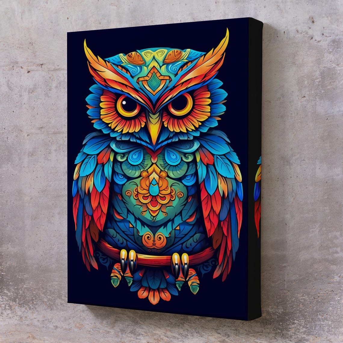 Mandala Owl Colorful Psychedelic Bird Pattern Bohemian Art Poster